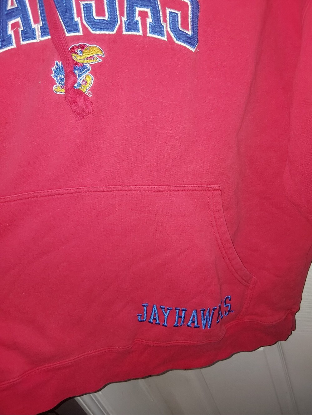 Kansas Red Hoodie with Jayhawk Logo - Picture 2 of 4